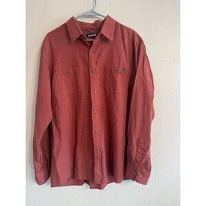 Solaris Men's Solid Cotton Long Sleeve Button-Up Shirt Red Size XL